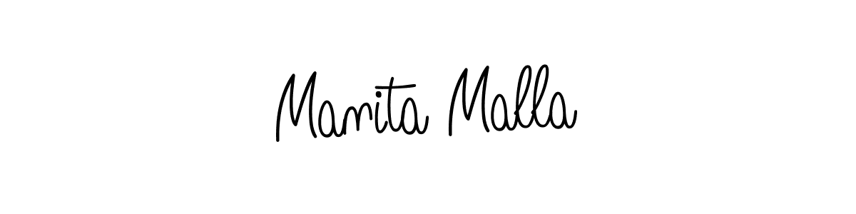 Manita Malla stylish signature style. Best Handwritten Sign (Angelique-Rose-font-FFP) for my name. Handwritten Signature Collection Ideas for my name Manita Malla. Manita Malla signature style 5 images and pictures png