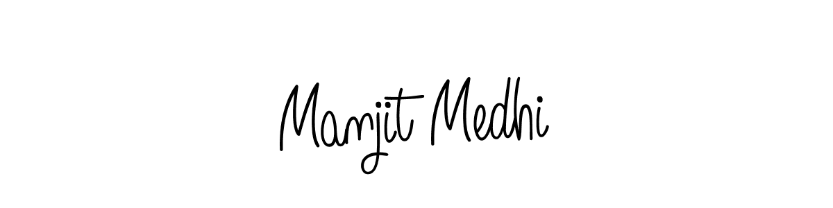 Use a signature maker to create a handwritten signature online. With this signature software, you can design (Angelique-Rose-font-FFP) your own signature for name Manjit Medhi. Manjit Medhi signature style 5 images and pictures png