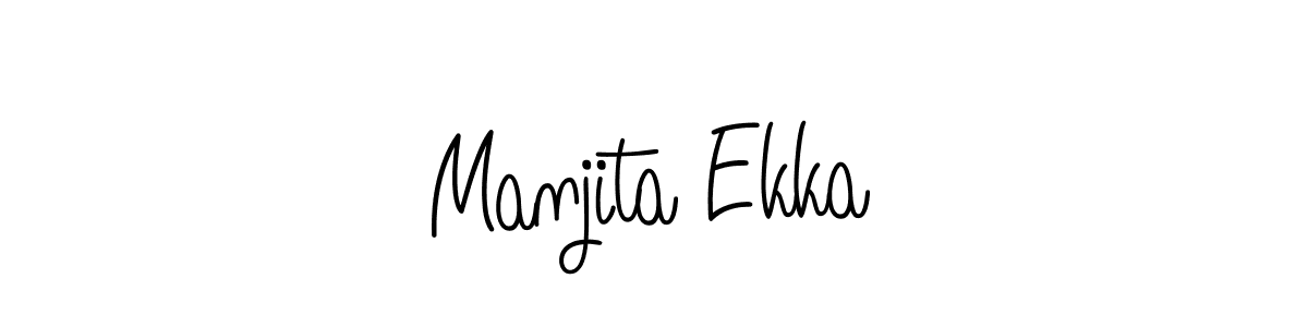 The best way (Angelique-Rose-font-FFP) to make a short signature is to pick only two or three words in your name. The name Manjita Ekka include a total of six letters. For converting this name. Manjita Ekka signature style 5 images and pictures png