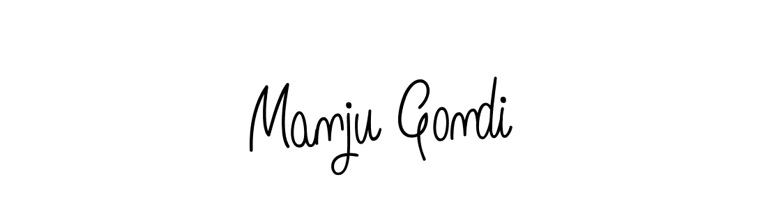 Make a beautiful signature design for name Manju Gondi. With this signature (Angelique-Rose-font-FFP) style, you can create a handwritten signature for free. Manju Gondi signature style 5 images and pictures png