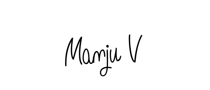 Design your own signature with our free online signature maker. With this signature software, you can create a handwritten (Angelique-Rose-font-FFP) signature for name Manju V. Manju V signature style 5 images and pictures png