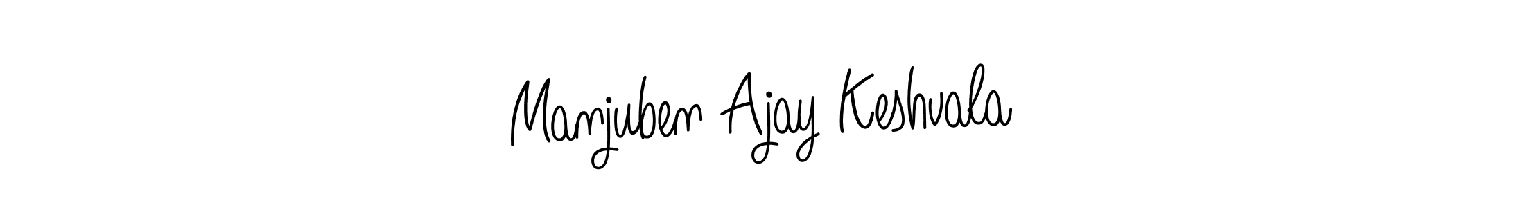 How to make Manjuben Ajay Keshvala name signature. Use Angelique-Rose-font-FFP style for creating short signs online. This is the latest handwritten sign. Manjuben Ajay Keshvala signature style 5 images and pictures png