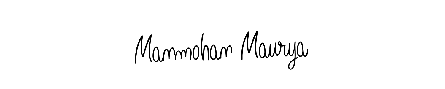 The best way (Angelique-Rose-font-FFP) to make a short signature is to pick only two or three words in your name. The name Manmohan Maurya include a total of six letters. For converting this name. Manmohan Maurya signature style 5 images and pictures png