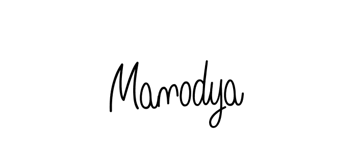 Make a beautiful signature design for name Manodya. With this signature (Angelique-Rose-font-FFP) style, you can create a handwritten signature for free. Manodya signature style 5 images and pictures png