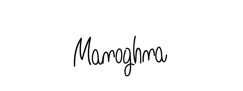 Make a beautiful signature design for name Manoghna. With this signature (Angelique-Rose-font-FFP) style, you can create a handwritten signature for free. Manoghna signature style 5 images and pictures png