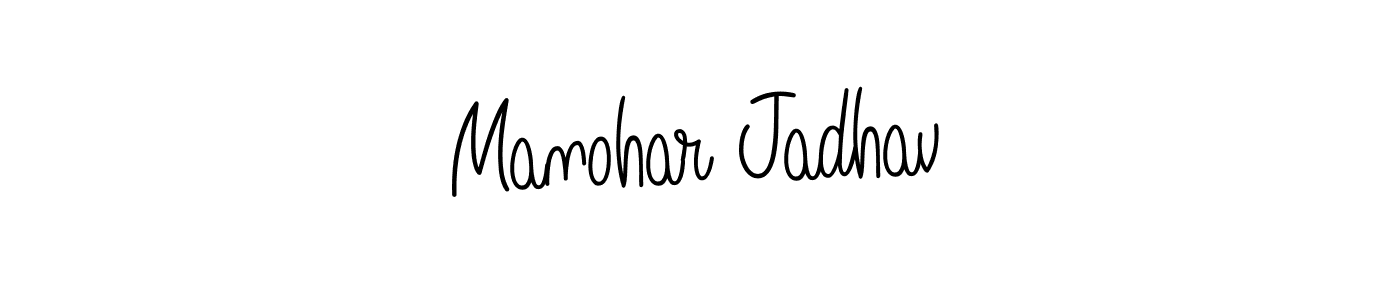 You should practise on your own different ways (Angelique-Rose-font-FFP) to write your name (Manohar Jadhav) in signature. don't let someone else do it for you. Manohar Jadhav signature style 5 images and pictures png