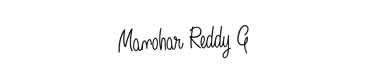 Use a signature maker to create a handwritten signature online. With this signature software, you can design (Angelique-Rose-font-FFP) your own signature for name Manohar Reddy G. Manohar Reddy G signature style 5 images and pictures png