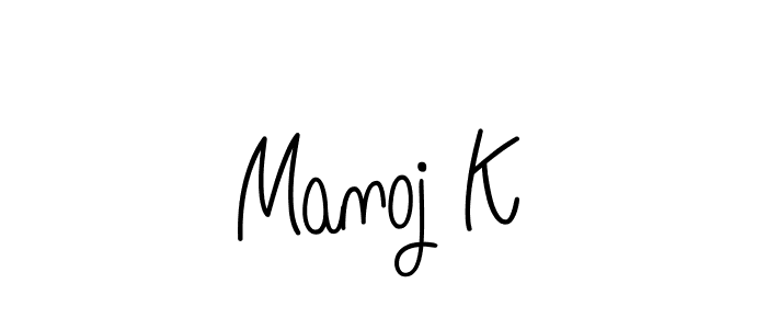 How to Draw Manoj K signature style? Angelique-Rose-font-FFP is a latest design signature styles for name Manoj K. Manoj K signature style 5 images and pictures png