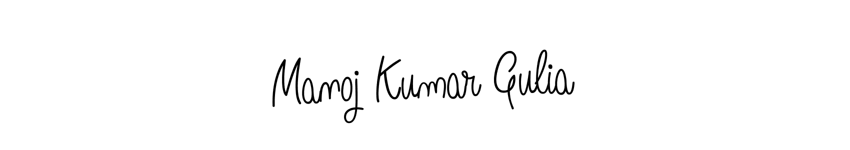 You should practise on your own different ways (Angelique-Rose-font-FFP) to write your name (Manoj Kumar Gulia) in signature. don't let someone else do it for you. Manoj Kumar Gulia signature style 5 images and pictures png