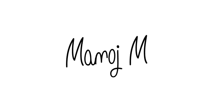 How to make Manoj M name signature. Use Angelique-Rose-font-FFP style for creating short signs online. This is the latest handwritten sign. Manoj M signature style 5 images and pictures png