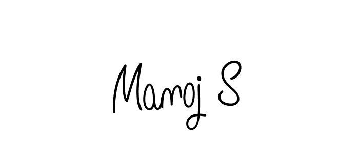 You should practise on your own different ways (Angelique-Rose-font-FFP) to write your name (Manoj S) in signature. don't let someone else do it for you. Manoj S signature style 5 images and pictures png