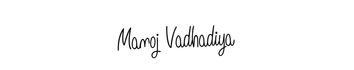 Make a beautiful signature design for name Manoj Vadhadiya. With this signature (Angelique-Rose-font-FFP) style, you can create a handwritten signature for free. Manoj Vadhadiya signature style 5 images and pictures png