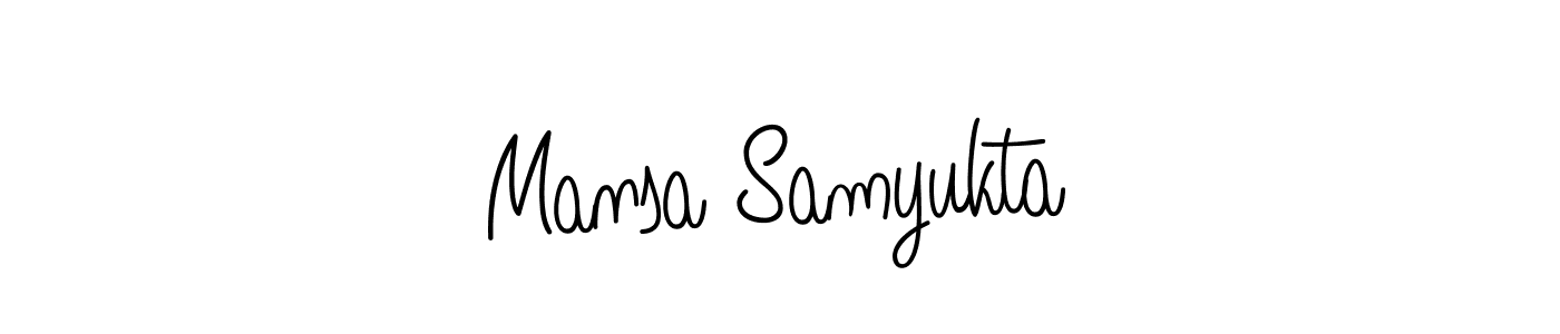 Make a beautiful signature design for name Mansa Samyukta. With this signature (Angelique-Rose-font-FFP) style, you can create a handwritten signature for free. Mansa Samyukta signature style 5 images and pictures png