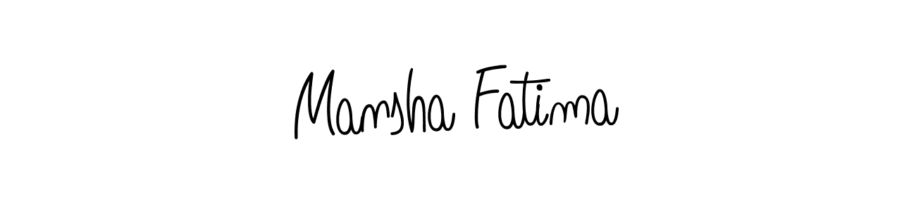 Make a beautiful signature design for name Mansha Fatima. With this signature (Angelique-Rose-font-FFP) style, you can create a handwritten signature for free. Mansha Fatima signature style 5 images and pictures png