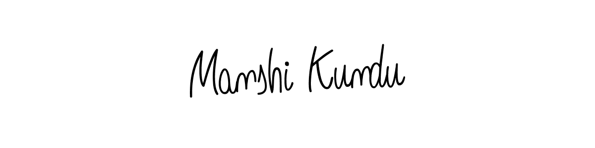 Make a beautiful signature design for name Manshi Kundu. With this signature (Angelique-Rose-font-FFP) style, you can create a handwritten signature for free. Manshi Kundu signature style 5 images and pictures png