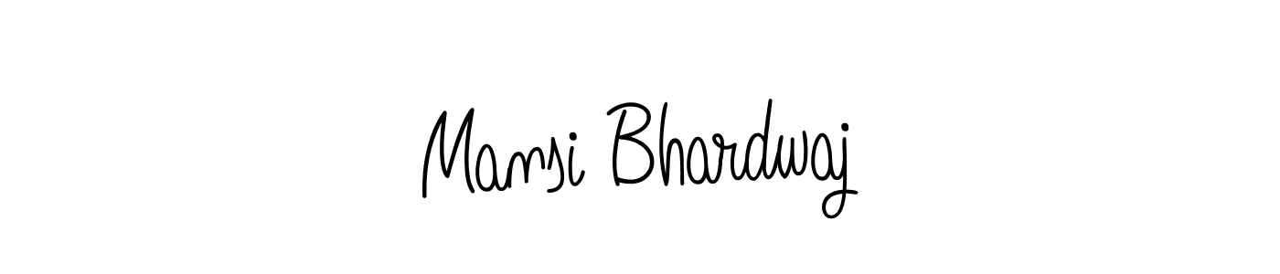 The best way (Angelique-Rose-font-FFP) to make a short signature is to pick only two or three words in your name. The name Mansi Bhardwaj include a total of six letters. For converting this name. Mansi Bhardwaj signature style 5 images and pictures png