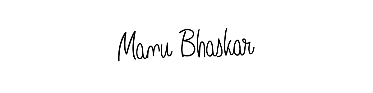 You should practise on your own different ways (Angelique-Rose-font-FFP) to write your name (Manu Bhaskar) in signature. don't let someone else do it for you. Manu Bhaskar signature style 5 images and pictures png