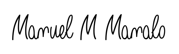 Design your own signature with our free online signature maker. With this signature software, you can create a handwritten (Angelique-Rose-font-FFP) signature for name Manuel M Manalo. Manuel M Manalo signature style 5 images and pictures png