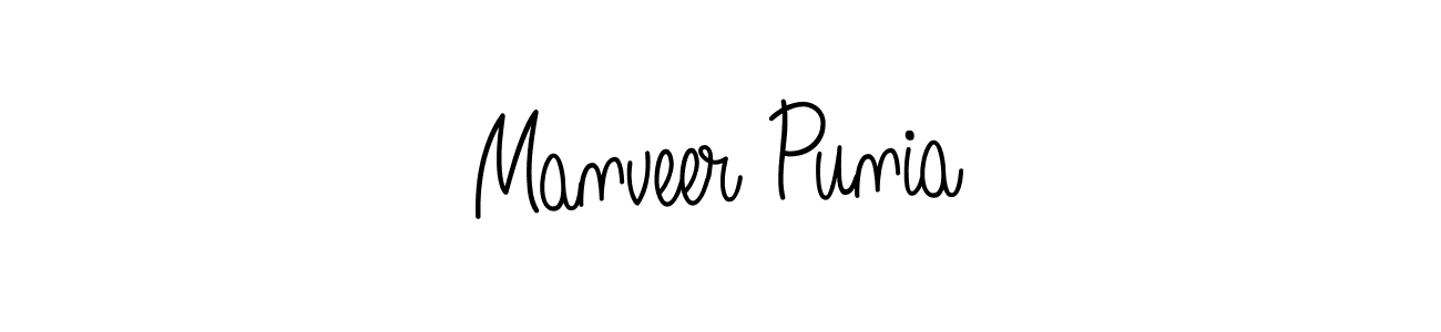 How to make Manveer Punia name signature. Use Angelique-Rose-font-FFP style for creating short signs online. This is the latest handwritten sign. Manveer Punia signature style 5 images and pictures png