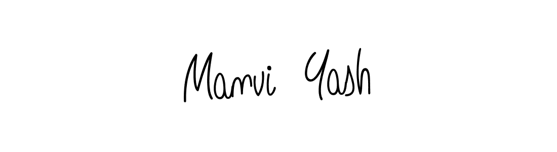 The best way (Angelique-Rose-font-FFP) to make a short signature is to pick only two or three words in your name. The name Manvi  Yash include a total of six letters. For converting this name. Manvi  Yash signature style 5 images and pictures png