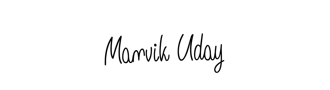 Use a signature maker to create a handwritten signature online. With this signature software, you can design (Angelique-Rose-font-FFP) your own signature for name Manvik Uday. Manvik Uday signature style 5 images and pictures png