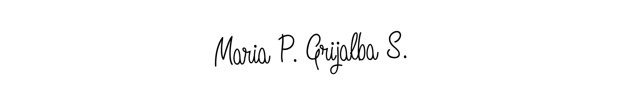 You should practise on your own different ways (Angelique-Rose-font-FFP) to write your name (Maria P. Grijalba S.) in signature. don't let someone else do it for you. Maria P. Grijalba S. signature style 5 images and pictures png