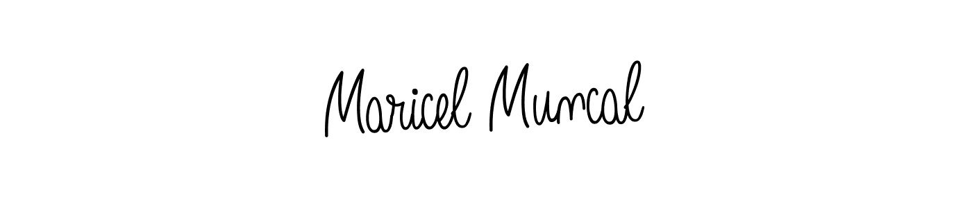 The best way (Angelique-Rose-font-FFP) to make a short signature is to pick only two or three words in your name. The name Maricel Muncal include a total of six letters. For converting this name. Maricel Muncal signature style 5 images and pictures png