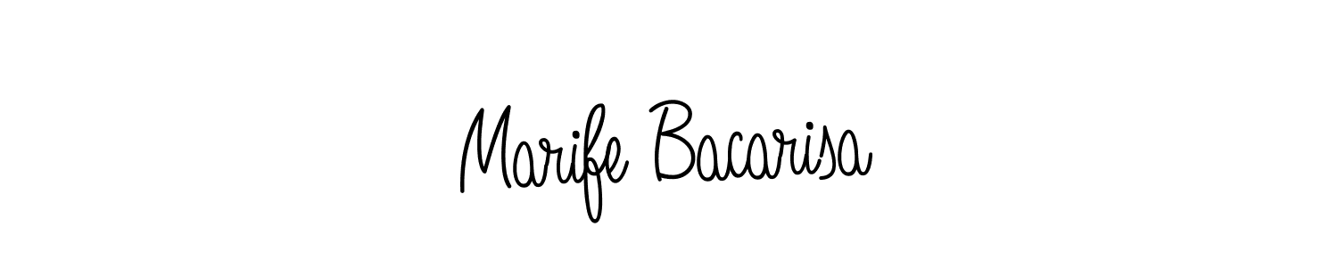 You should practise on your own different ways (Angelique-Rose-font-FFP) to write your name (Marife Bacarisa) in signature. don't let someone else do it for you. Marife Bacarisa signature style 5 images and pictures png