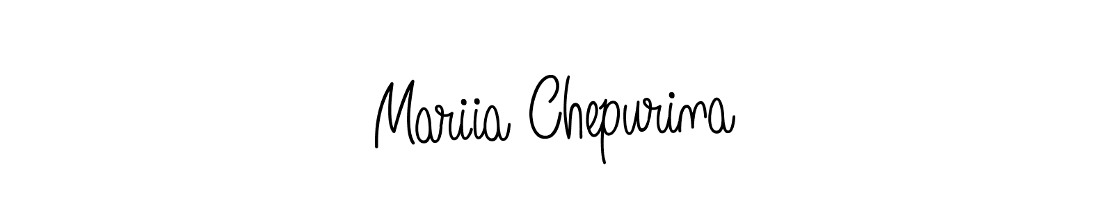 How to make Mariia Chepurina name signature. Use Angelique-Rose-font-FFP style for creating short signs online. This is the latest handwritten sign. Mariia Chepurina signature style 5 images and pictures png