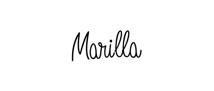 Make a beautiful signature design for name Marilla. With this signature (Angelique-Rose-font-FFP) style, you can create a handwritten signature for free. Marilla signature style 5 images and pictures png