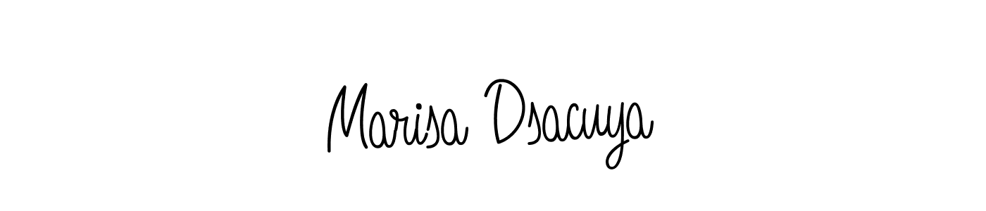 Marisa Dsacuya stylish signature style. Best Handwritten Sign (Angelique-Rose-font-FFP) for my name. Handwritten Signature Collection Ideas for my name Marisa Dsacuya. Marisa Dsacuya signature style 5 images and pictures png