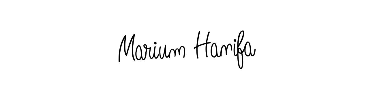 The best way (Angelique-Rose-font-FFP) to make a short signature is to pick only two or three words in your name. The name Marium Hanifa include a total of six letters. For converting this name. Marium Hanifa signature style 5 images and pictures png