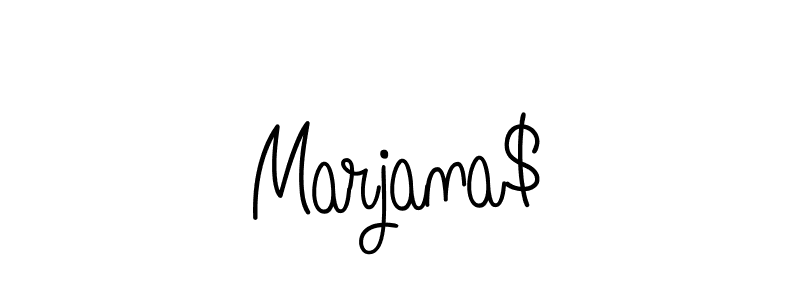 Marjana$ stylish signature style. Best Handwritten Sign (Angelique-Rose-font-FFP) for my name. Handwritten Signature Collection Ideas for my name Marjana$. Marjana$ signature style 5 images and pictures png