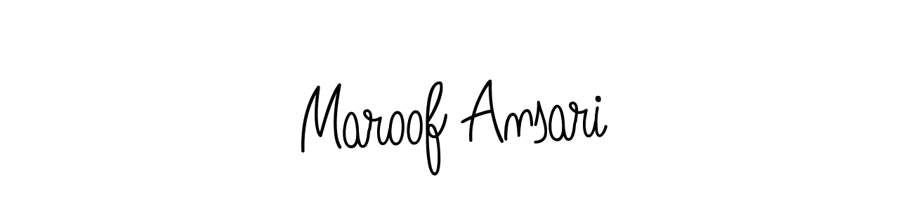Use a signature maker to create a handwritten signature online. With this signature software, you can design (Angelique-Rose-font-FFP) your own signature for name Maroof Ansari. Maroof Ansari signature style 5 images and pictures png