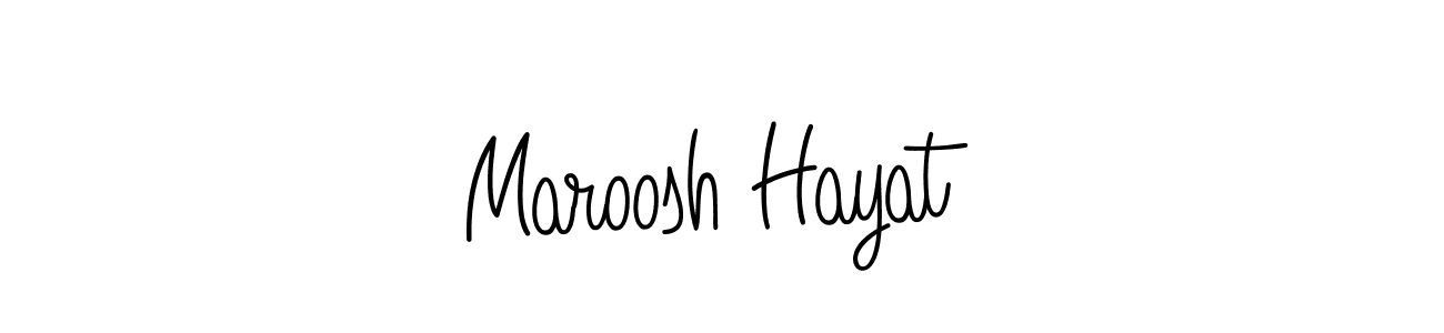 Make a beautiful signature design for name Maroosh Hayat. With this signature (Angelique-Rose-font-FFP) style, you can create a handwritten signature for free. Maroosh Hayat signature style 5 images and pictures png