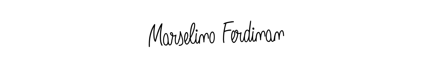 You should practise on your own different ways (Angelique-Rose-font-FFP) to write your name (Marselino Ferdinan) in signature. don't let someone else do it for you. Marselino Ferdinan signature style 5 images and pictures png