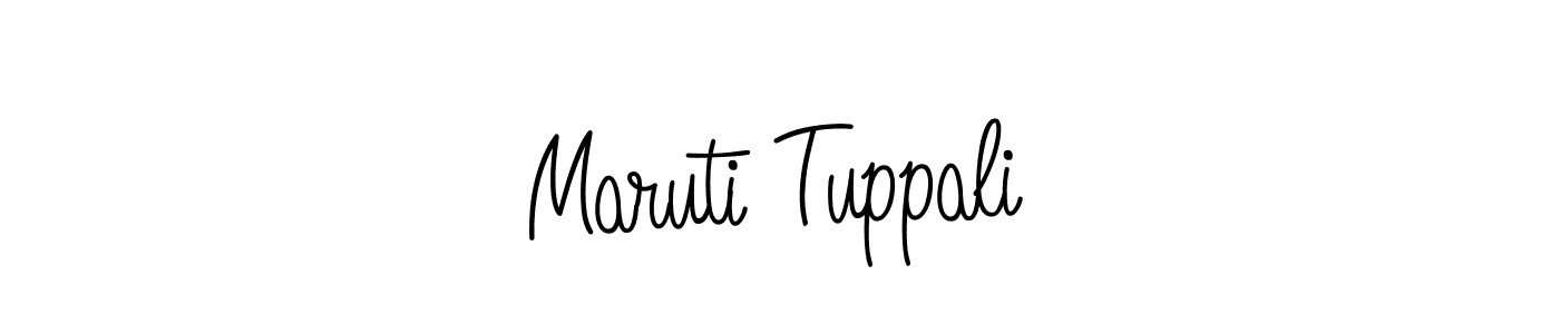 You should practise on your own different ways (Angelique-Rose-font-FFP) to write your name (Maruti Tuppali) in signature. don't let someone else do it for you. Maruti Tuppali signature style 5 images and pictures png