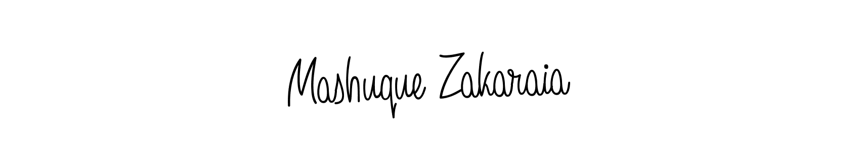 How to make Mashuque Zakaraia name signature. Use Angelique-Rose-font-FFP style for creating short signs online. This is the latest handwritten sign. Mashuque Zakaraia signature style 5 images and pictures png