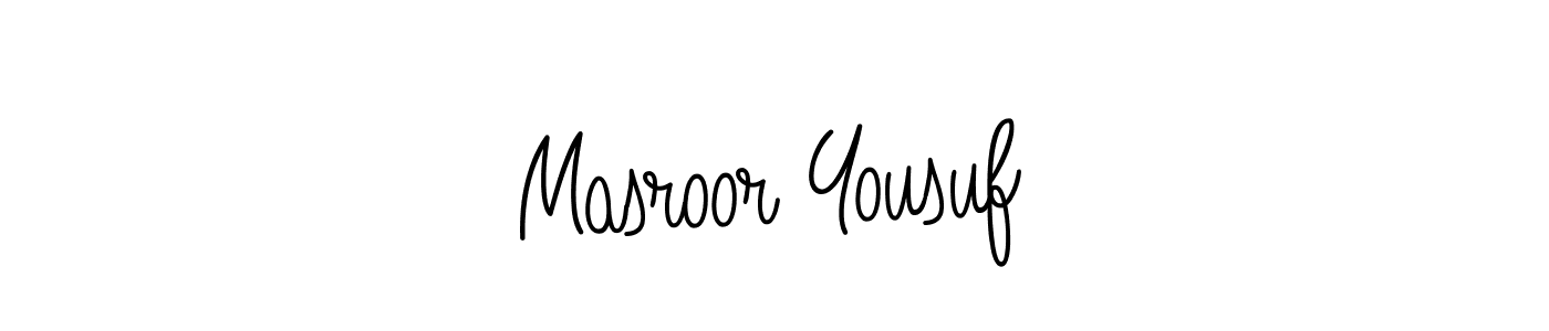 Use a signature maker to create a handwritten signature online. With this signature software, you can design (Angelique-Rose-font-FFP) your own signature for name Masroor Yousuf. Masroor Yousuf signature style 5 images and pictures png