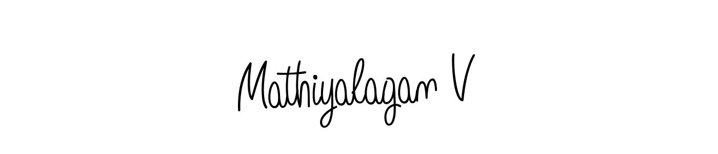 The best way (Angelique-Rose-font-FFP) to make a short signature is to pick only two or three words in your name. The name Mathiyalagan V include a total of six letters. For converting this name. Mathiyalagan V signature style 5 images and pictures png