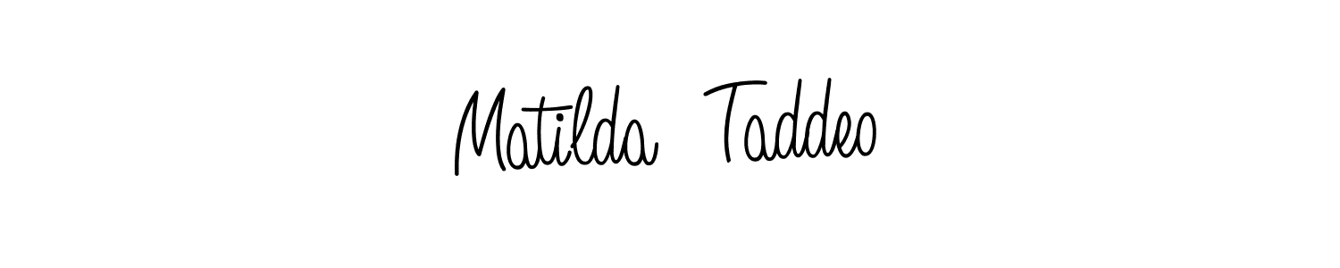 Angelique-Rose-font-FFP is a professional signature style that is perfect for those who want to add a touch of class to their signature. It is also a great choice for those who want to make their signature more unique. Get Matilda  Taddeo name to fancy signature for free. Matilda  Taddeo signature style 5 images and pictures png