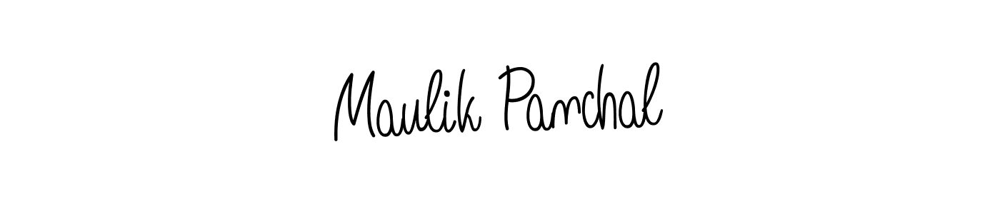 You should practise on your own different ways (Angelique-Rose-font-FFP) to write your name (Maulik Panchal) in signature. don't let someone else do it for you. Maulik Panchal signature style 5 images and pictures png