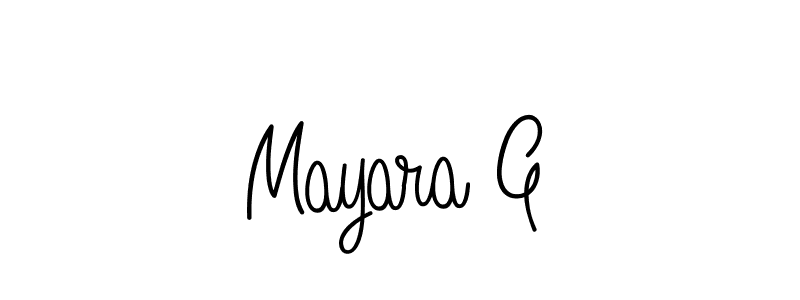 How to make Mayara G name signature. Use Angelique-Rose-font-FFP style for creating short signs online. This is the latest handwritten sign. Mayara G signature style 5 images and pictures png
