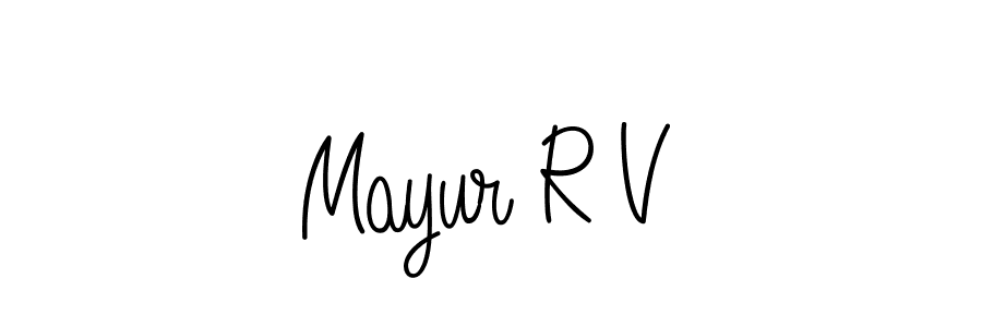 You should practise on your own different ways (Angelique-Rose-font-FFP) to write your name (Mayur R V) in signature. don't let someone else do it for you. Mayur R V signature style 5 images and pictures png