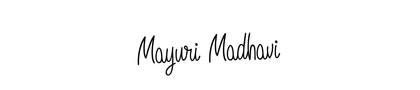 The best way (Angelique-Rose-font-FFP) to make a short signature is to pick only two or three words in your name. The name Mayuri Madhavi include a total of six letters. For converting this name. Mayuri Madhavi signature style 5 images and pictures png