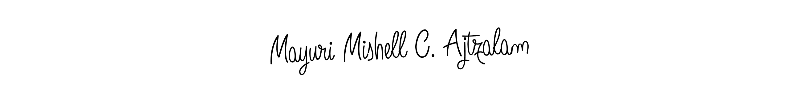 The best way (Angelique-Rose-font-FFP) to make a short signature is to pick only two or three words in your name. The name Mayuri Mishell C. Ajtzalam include a total of six letters. For converting this name. Mayuri Mishell C. Ajtzalam signature style 5 images and pictures png