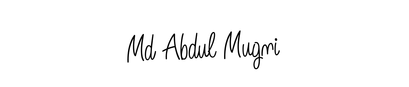 The best way (Angelique-Rose-font-FFP) to make a short signature is to pick only two or three words in your name. The name Md Abdul Mugni include a total of six letters. For converting this name. Md Abdul Mugni signature style 5 images and pictures png
