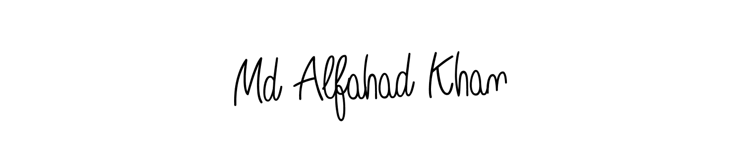 The best way (Angelique-Rose-font-FFP) to make a short signature is to pick only two or three words in your name. The name Md Alfahad Khan include a total of six letters. For converting this name. Md Alfahad Khan signature style 5 images and pictures png