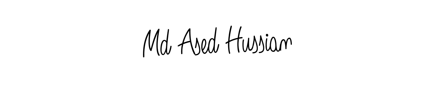 The best way (Angelique-Rose-font-FFP) to make a short signature is to pick only two or three words in your name. The name Md Ased Hussian include a total of six letters. For converting this name. Md Ased Hussian signature style 5 images and pictures png