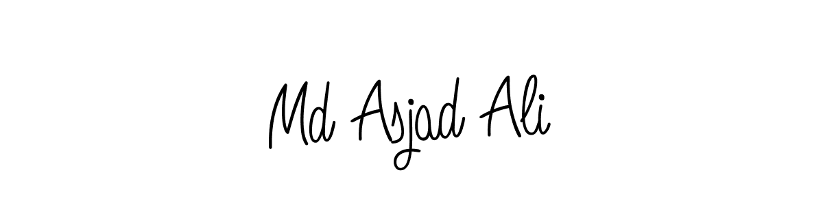 You should practise on your own different ways (Angelique-Rose-font-FFP) to write your name (Md Asjad Ali) in signature. don't let someone else do it for you. Md Asjad Ali signature style 5 images and pictures png
